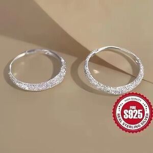Elegant Silver Textured Hoop Earrings